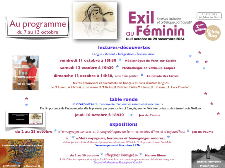 Exil au Féminin du 7 au 13 octobre